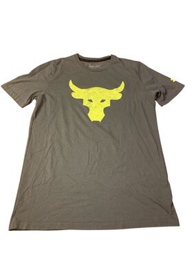 Under Armour Project Rock Brahma Bull T-Shirt Grey Yellow Medium